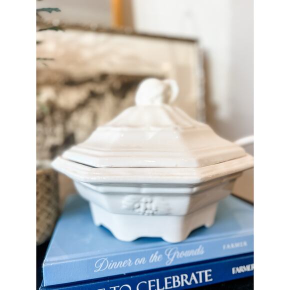 California Pottery Soup Tureen & Lazy Susan Set – 8-Piece‎ White Ceramic MCM - Picture 1 of 10
